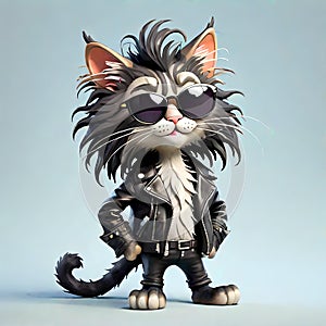 Cute face tough mean alley cat sun glasses jacket