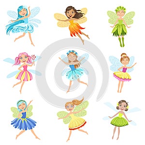 Cute Fairies In Pretty Dresses Girly Cartoon Characters Collection