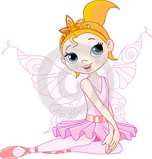 Cute fairy ballerina sitting