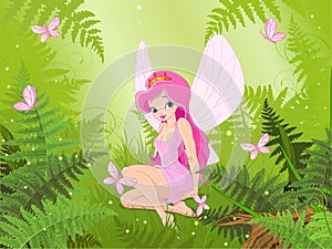 Cute fairy into magic forest