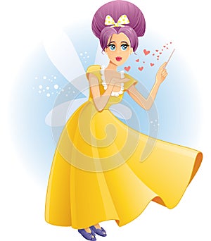 Cute Fairy with Magic Wand Spreading Love Vector Cartoon