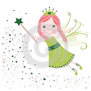 Cute fairytale green stars shining