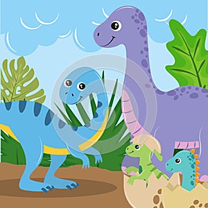 cute family dinosaurs