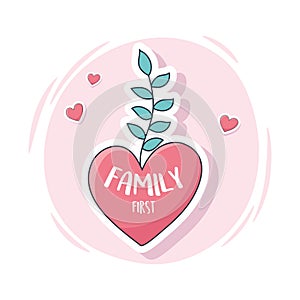 Cute family first heart love stuff for cards stickers or patches decoration cartoon