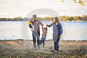 Cute Family by Lake