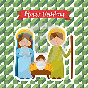 Cute family manger characters christmas