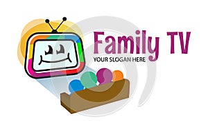 Cute Family Media Channel Logo Template. Digital TV logotype Template. Media company logo or film production studio or audio-