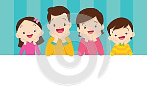 Cute family post smile on a white board frame