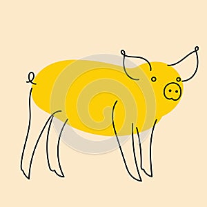 Cute, fancy pig. Vector illustration in flat cartoon style