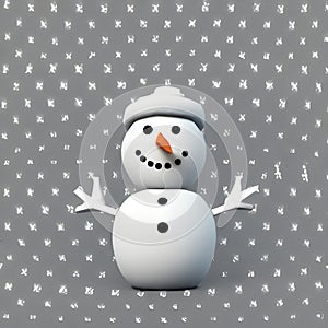 Cute and fancy white snowman
