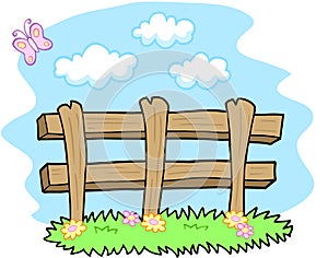 Cute Farm Fence Vector