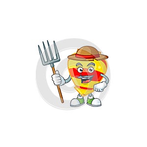 Cute Farmer chinese gold tops toy cartoon mascot with hat and tools