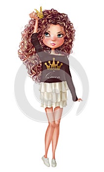 Cute fashion princess with curled hairs
