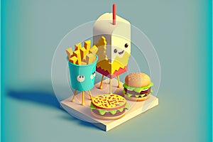 Cute Fast Food 3d Character