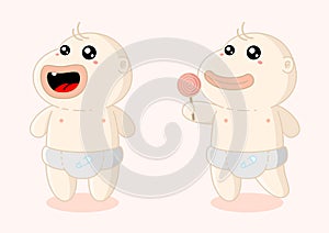 Cute fat baby mascot cartoon vector