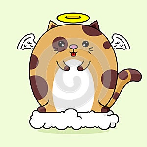 Cute fat cat angel character illustration