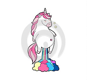 Cute fat unicorn rainbow.