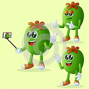 Cute Feijoa characters as narcissistic