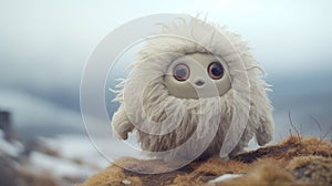 Cute Felt Stop-motion Monster In Snowy Tundra - 4k Cinematic Render