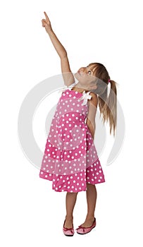 Cute Female Child Pointing Upward