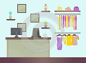 Cute Female Clothing Store Vector Illustration