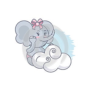 cute female elephant baby animal and cloud