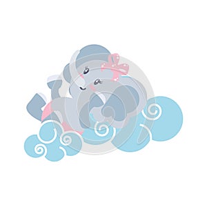 cute female elephant baby animal and clouds