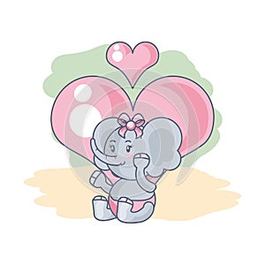 cute female elephant baby animal and hearts love