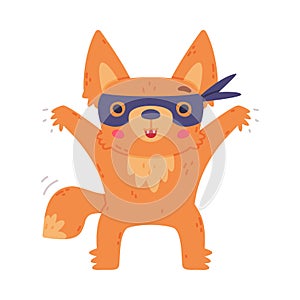 Cute Fennec Fox with Red Coat and Large Ears in Mask Making Boo Vector Illustration