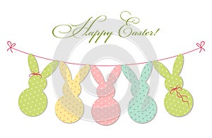 Cute festive Easter bunting as polka dots bunnies