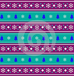 Festive background with christmas bells and snow flakes.