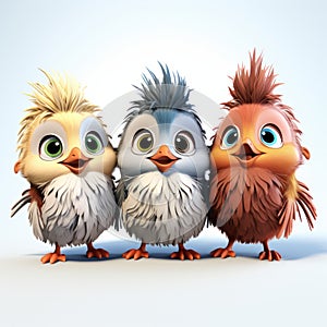 Cute Finches Animation: Featherless Wings In Cartoon Style