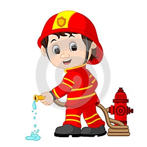 Cute fireman cartoon photo