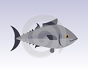 Cute fish gray cartoon funny swimming graphic animal character and underwater ocean wildlife nature aquatic fin marine
