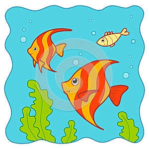 Cute Fish underwater cartoon. Fish clipart