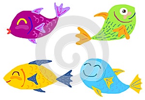 Cute fish vector set