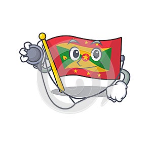 Cute flag grenada Scroll cartoon character in a Doctor with tools
