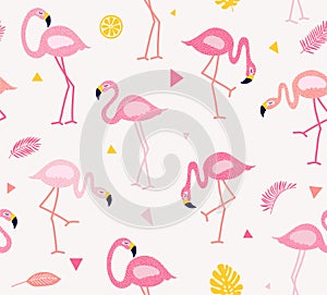 Cute flamingo seamless pattern vector illustration