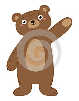 Cute flat bear isolated on white background