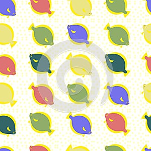 Fish seamless pattern. Vector color image background.