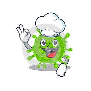 Cute flaviviridae cartoon character wearing white chef hat