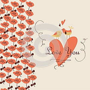 Cute floral background with birds