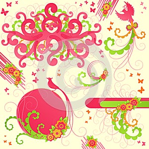 Cute floral design elements