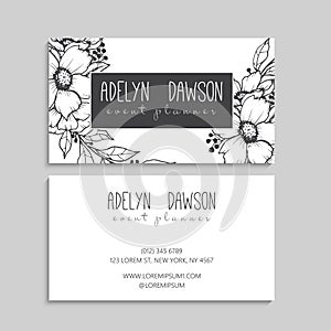 Cute Floral pattern Business card name card Design Template