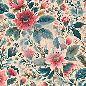 A cute floral pattern, flower, leaves, wallart, wallpaper design, unique