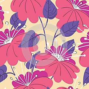 Cute floral seamless pattern. Background with hand drawn flowers