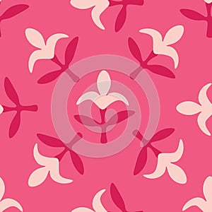 Cute floral seamless pattern with silhouette of flower with petals