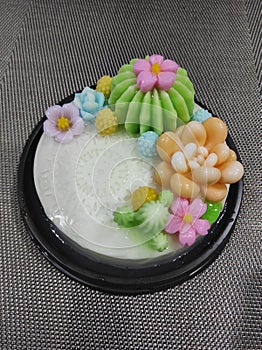 Cute flower of Coconut milk jelly cake