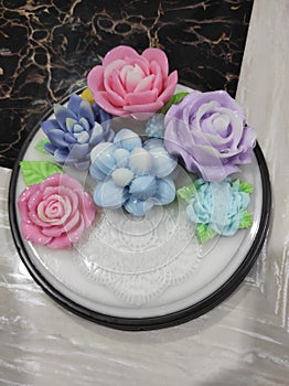 Cute flower of Coconut milk jelly cake