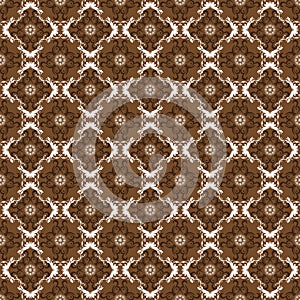 Cute flower motifs on Indonesia batik design with simple blend white and brown color design